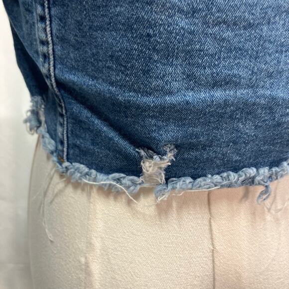 I &‎ M Denim Jean Jacket Womens Small Medium Wash Cropped Raw Hem Distressed - Picture 5 of 15